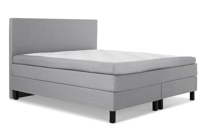 Lucky Komplett Sengepakke 160x200 Polyeter Glatt Sengegavl - Mellangrå - Møbler - Senger - Komplett sengepakke