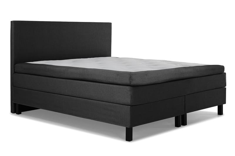 Lucky Komplett Sengepakke 160x200 Polyeter Glatt Sengegavl - Svart/Grå - Møbler - Senger - Komplett sengepakke
