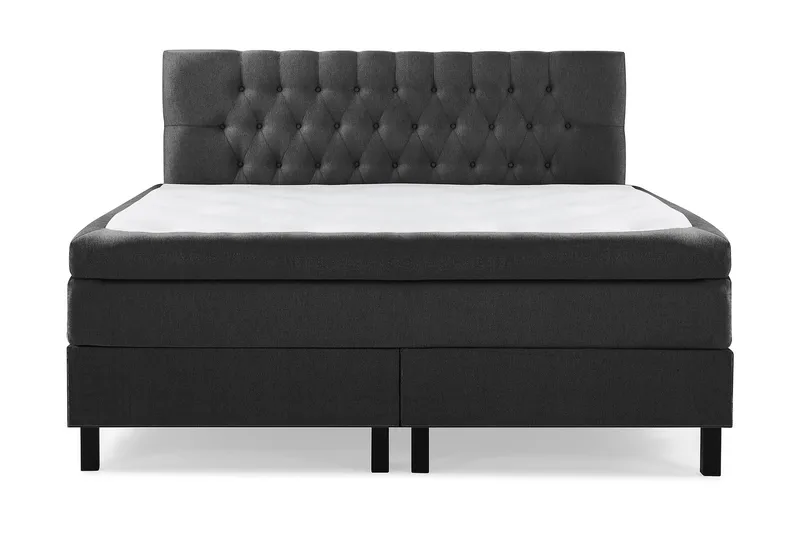 Lucky Komplett Sengepakke 160x200 Polyeter Diamant Sengegavl, Svart/Grå