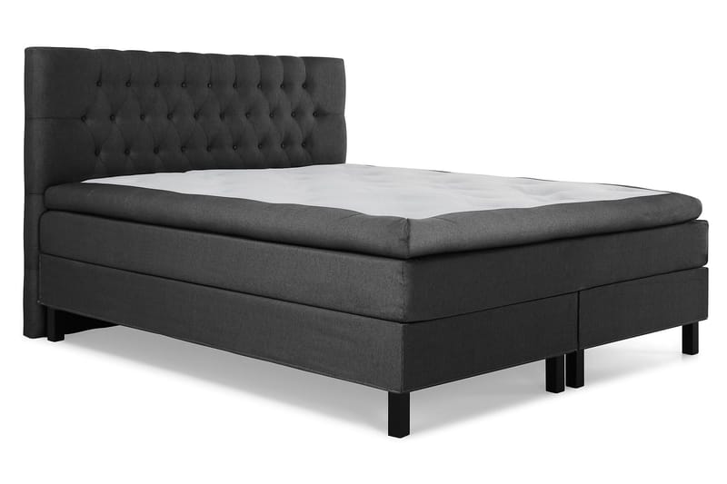 Lucky Komplett Sengepakke 160x200 Polyeter Diamant Sengegavl - Svart/Grå - Møbler - Senger - Kontinentalsenger