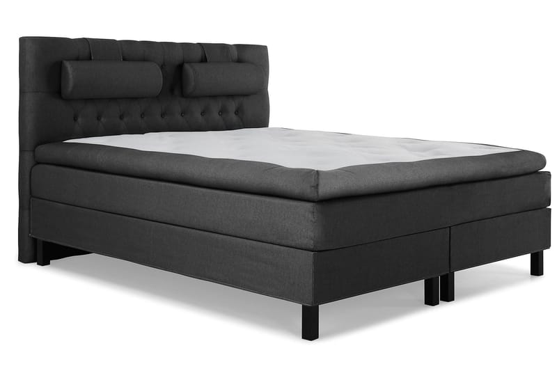 Lucky Komplett Sengepakke 160x200 Polyeter Diamant Sengegavl - Nakkepute Stor Svart/Grå - Møbler - Senger - Kontinentalsenger