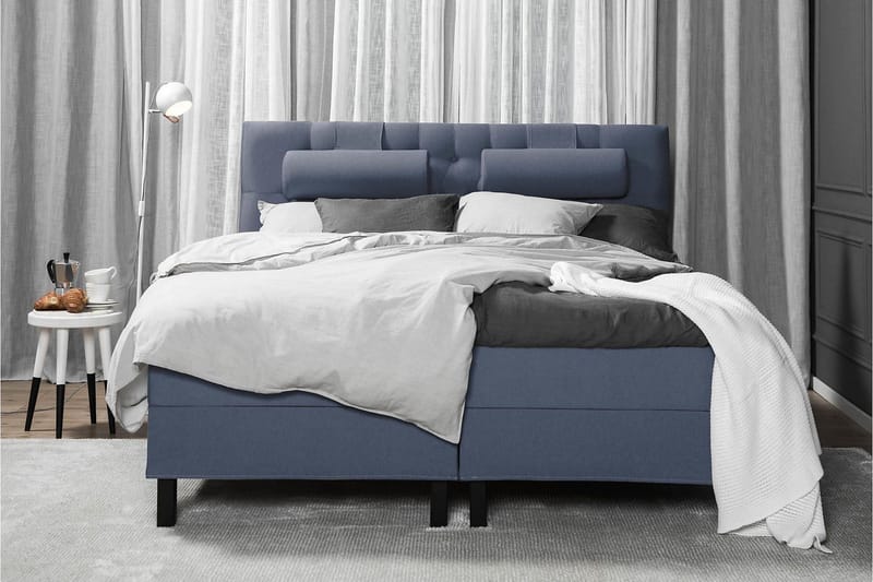 Lucky Komplett Sengepakke 180x200 Lateks Diamant Sengegavl - Nakkepute Liten Mørkeblå - Møbler - Senger - Kontinentalsenger