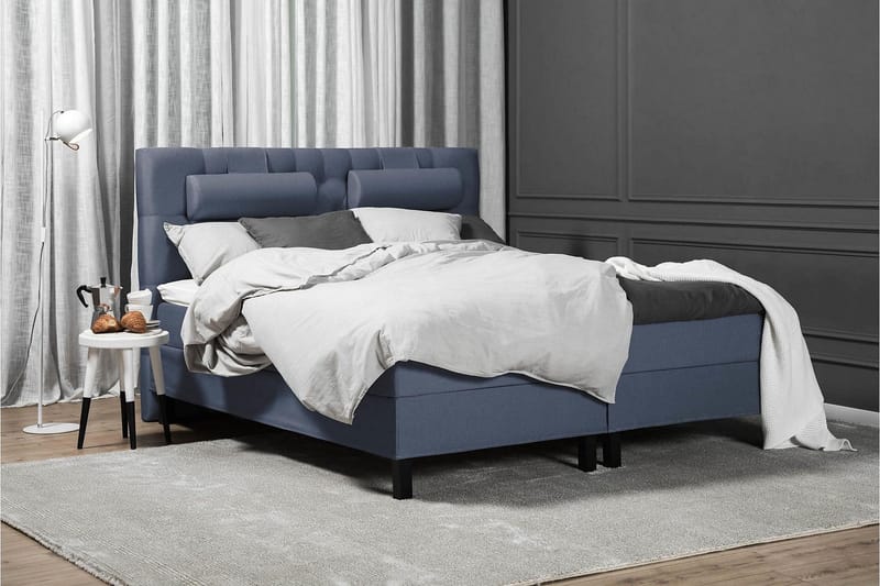 Lucky Komplett Sengepakke 180x200 Lateks Diamant Sengegavl - Nakkepute Liten Mørkeblå - Møbler - Senger - Kontinentalsenger