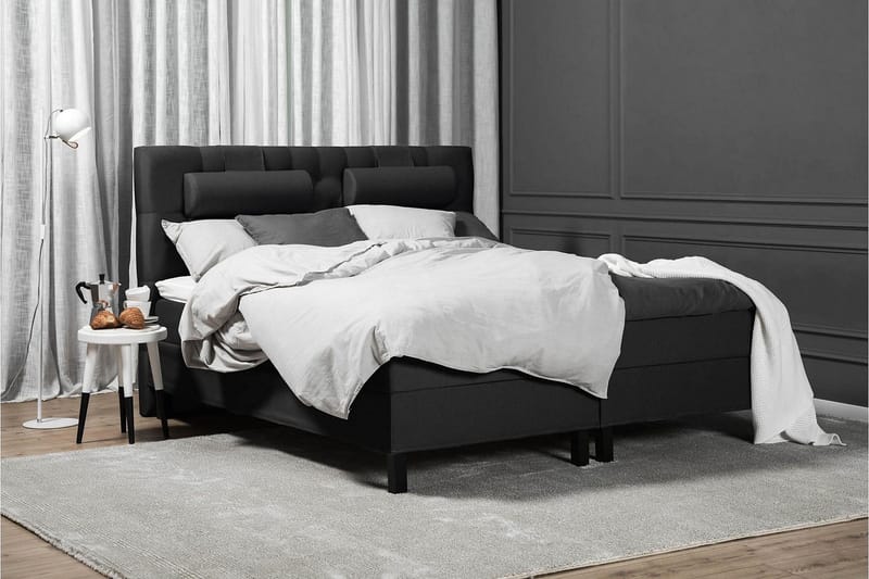 Lucky Komplett Sengepakke 180x200 Lateks Diamant Sengegavl - Nakkepute Liten Svart/Grå - Møbler - Senger - Kontinentalsenger