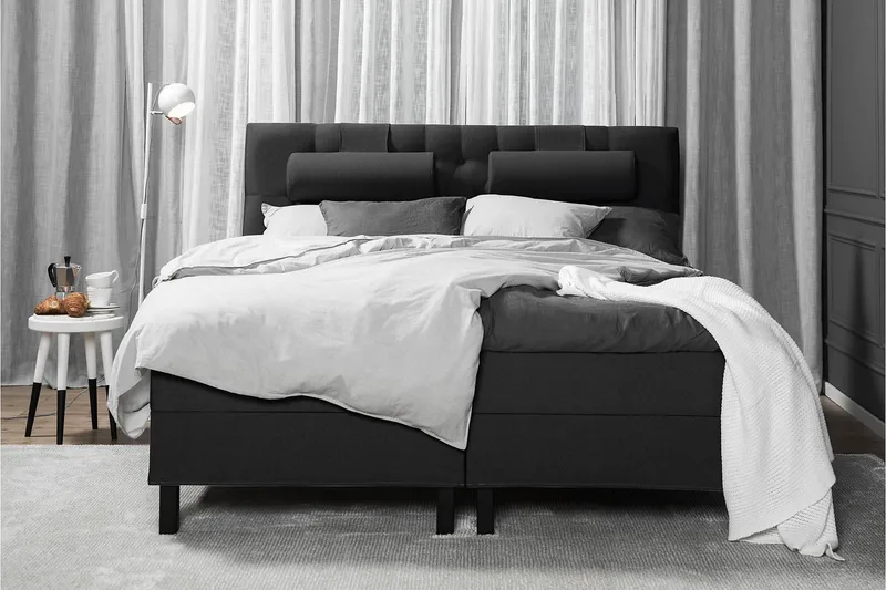 Lucky Komplett Sengepakke 180x200 Lateks Diamant Sengegavl - Nakkepute Liten Svart/Grå - Møbler - Senger - Kontinentalsenger