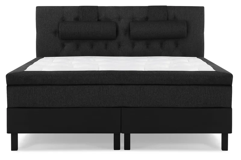 Lucky Komplett Sengepakke 180x200 Lateks Diamant Sengegavl - Nakkepute Stor Svart/Grå/PU - Møbler - Senger - Kontinentalsenger