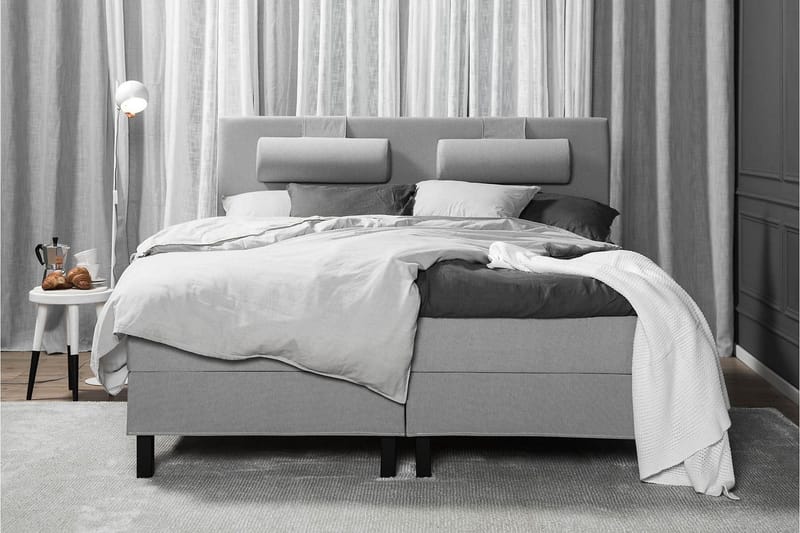 Lucky Komplett Sengepakke 180x200 Lateks Glatt Sengegavl - Mellangrå - Møbler - Senger - Kontinentalsenger