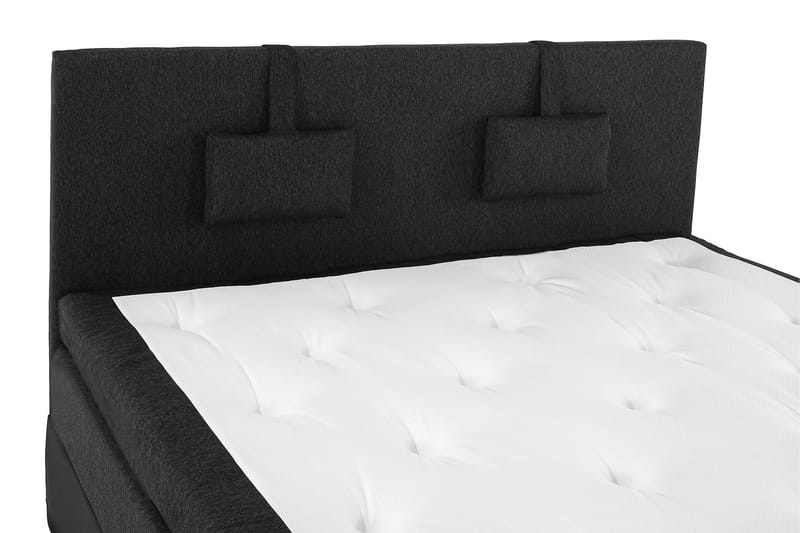 Lucky Komplett Sengepakke 180x200 Lateks Glatt Sengegavl - Nakkepute Liten Svart/Grå/PU - Møbler - Senger - Kontinentalsenger