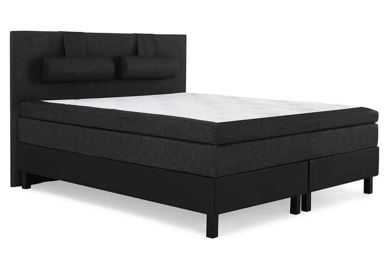 Lucky Komplett Sengepakke 180x200 Lateks Glatt Sengegavl - Nakkepute Stor Svart/Grå/PU - Møbler - Senger - Komplett sengepakke
