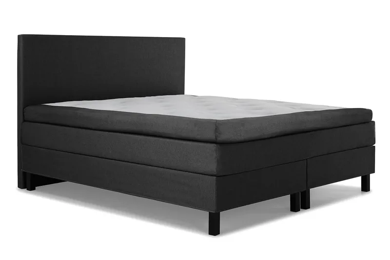 Lucky Komplett Sengepakke 180x200 Lateks Glatt Sengegavl - Svart/Grå - Møbler - Senger - Kontinentalsenger