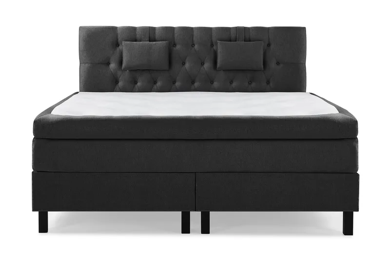 Lucky Komplett Sengepakke 180x200 Memory Diamant Sengegavl - Nakkepute Liten Svart/Grå - Møbler - Senger - Kontinentalsenger