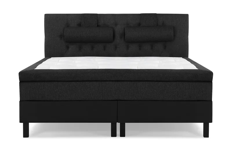 Lucky Komplett Sengepakke 180x200 Memory Diamant Sengegavl, Nakkepute Stor Svart/Grå/PU