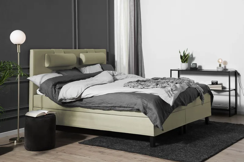 Lucky Komplett Sengepakke 180x200 Memory Glatt Sengegavl - Grønn - Møbler - Senger - Kontinentalsenger