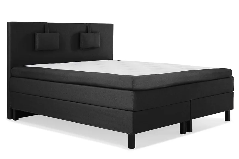 Lucky Komplett Sengepakke 180x200 Memory Glatt Sengegavl - Nakkepute Liten Svart/Grå - Møbler - Senger - Kontinentalsenger