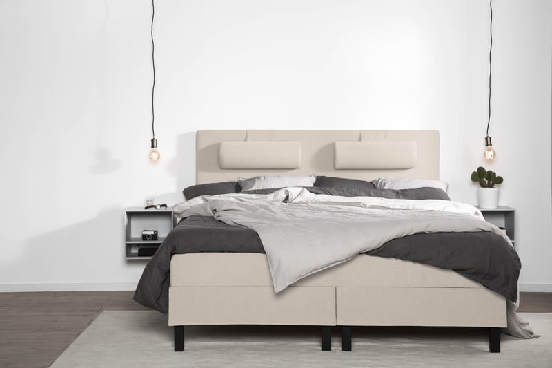 Lucky Komplett Sengepakke 180x200 Memory Glatt Sengegavl - Nakkepute Stor Beige - Møbler - Senger - Kontinentalsenger