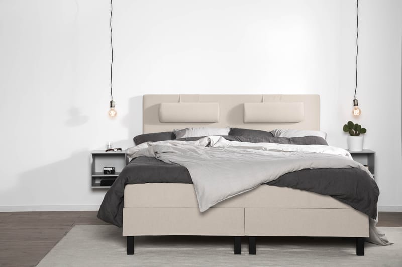 Lucky Komplett Sengepakke 180x200 Memory Glatt Sengegavl - Nakkepute Stor Beige - Møbler - Senger - Komplett sengepakke