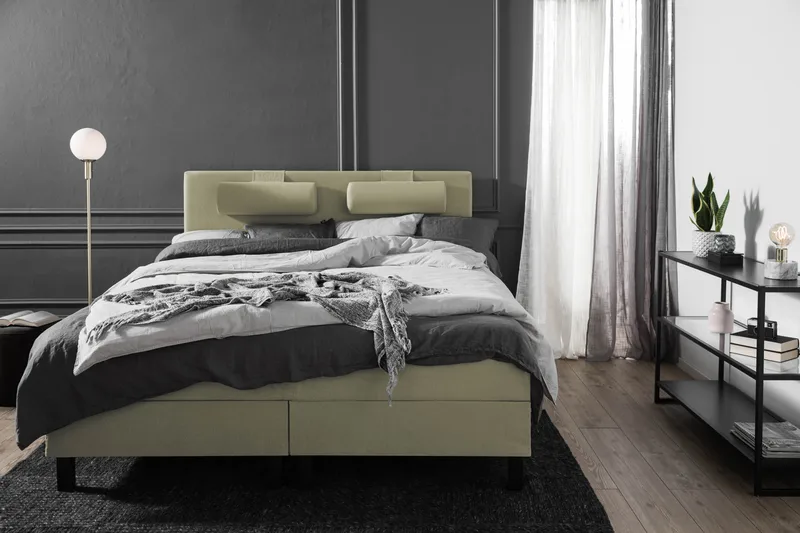 Lucky Komplett Sengepakke 180x200 Memory Glatt Sengegavl - Nakkepute Stor Grønn - Møbler - Senger - Kontinentalsenger