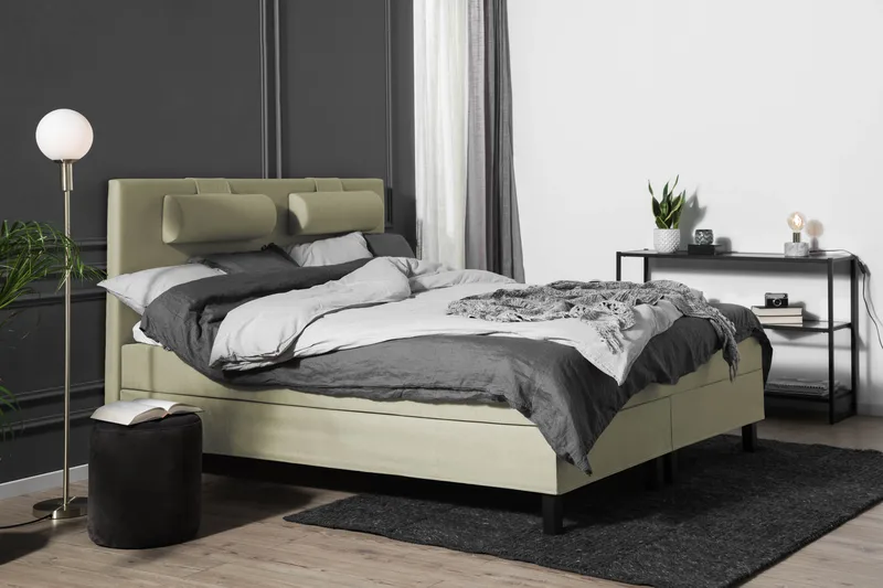 Lucky Komplett Sengepakke 180x200 Memory Glatt Sengegavl - Nakkepute Stor Grønn - Møbler - Senger - Kontinentalsenger