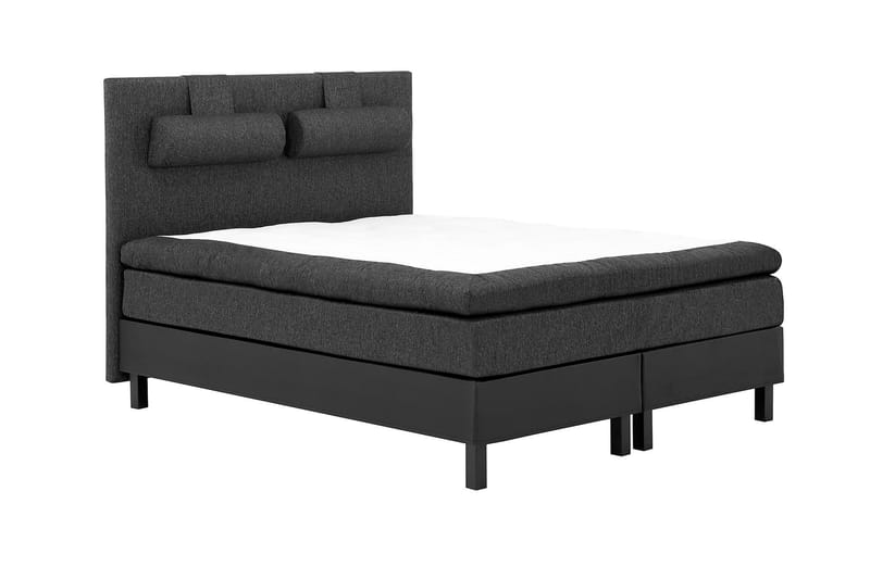 Lucky Komplett Sengepakke 180x200 Memory Glatt Sengegavl - Nakkepute Stor Svart/Grå/PU - Møbler - Senger - Komplett sengepakke