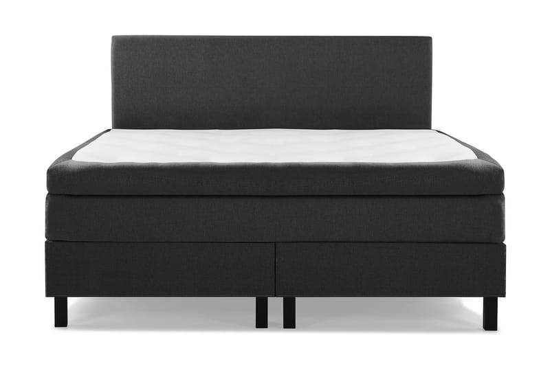Lucky Komplett Sengepakke 180x200 Memory Glatt Sengegavl - Svart/Grå/PU - Møbler - Senger - Kontinentalsenger