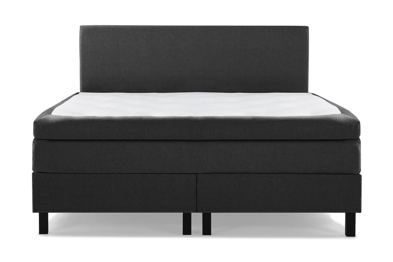 Lucky Komplett Sengepakke 180x200 Memory Glatt Sengegavl, Svart/Grå/PU