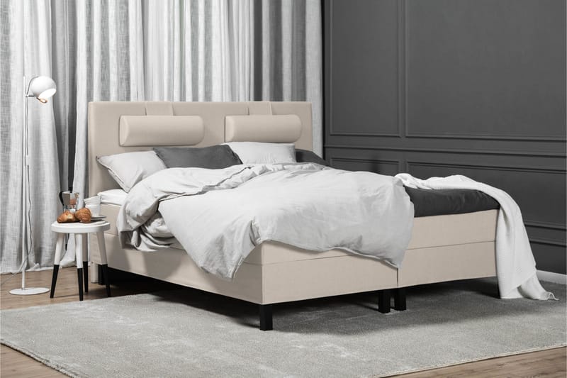 Lucky Komplett Sengepakke 180x200 Skum Glatt Sengegavl - Nakkepute Liten Beige - Møbler - Senger - Komplett sengepakke
