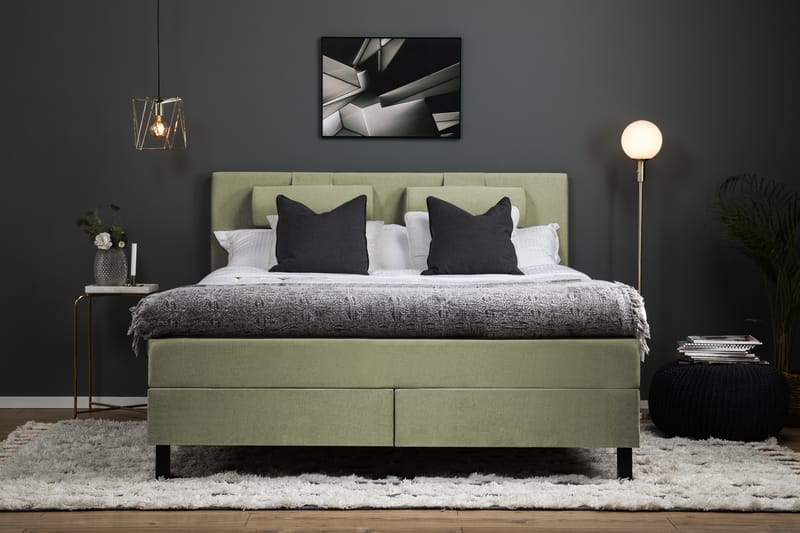 Lucky Komplett Sengepakke 180x200 Skum Glatt Sengegavl - Nakkepute Stor Grønn - Møbler - Senger - Komplett sengepakke