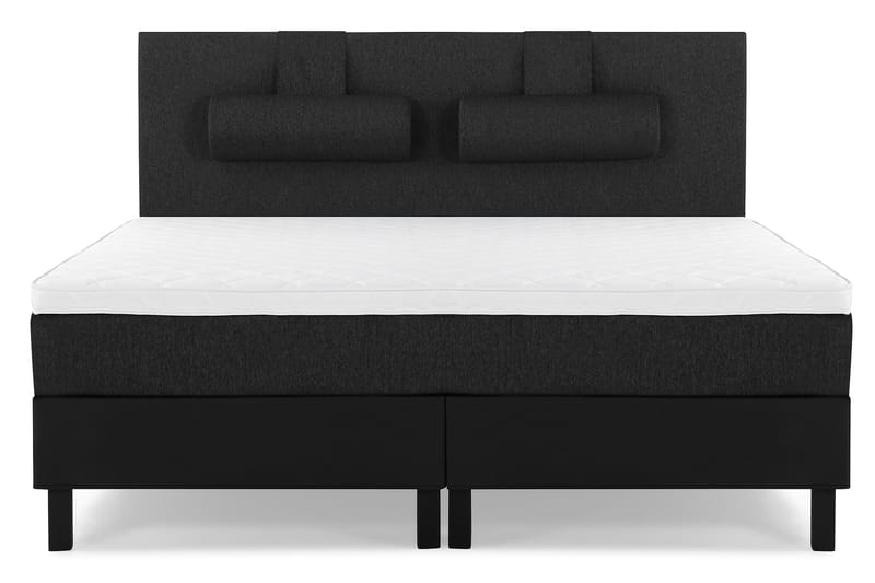 Lucky Komplett Sengepakke 180x200 Skum Glatt Sengegavl - Nakkepute Stor Svart/Grå/PU - Møbler - Senger - Komplett sengepakke