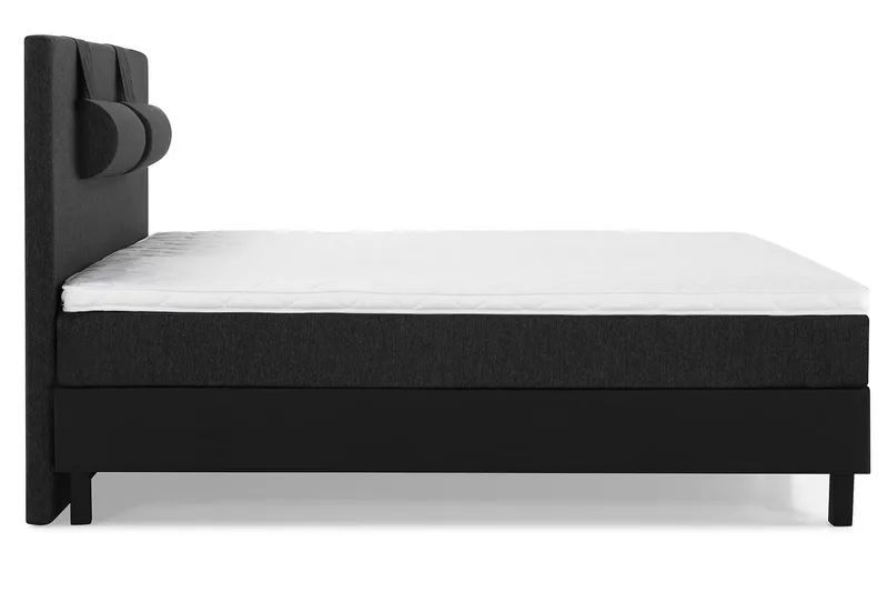 Lucky Komplett Sengepakke 180x200 Skum Glatt Sengegavl - Nakkepute Stor Svart/Grå/PU - Møbler - Senger - Kontinentalsenger