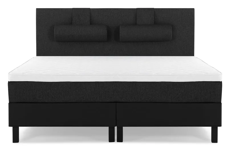 Lucky Komplett Sengepakke 180x200 Skum Glatt Sengegavl - Nakkepute Stor Svart/Grå/PU - Møbler - Senger - Kontinentalsenger