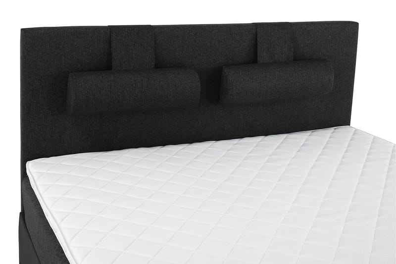 Lucky Komplett Sengepakke 180x200 Skum Glatt Sengegavl - Nakkepute Stor Svart/Grå/PU - Møbler - Senger - Kontinentalsenger