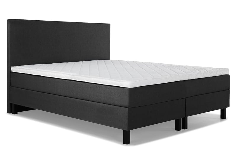 Lucky Komplett Sengepakke 180x200 Skum Glatt Sengegavl - Svart/Grå - Møbler - Senger - Kontinentalsenger