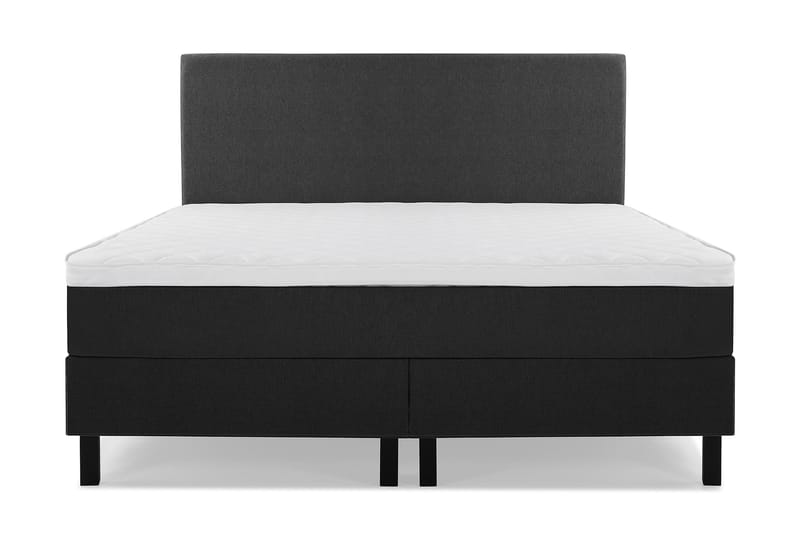 Lucky Komplett Sengepakke 180x200 Skum Glatt Sengegavl - Svart/Grå - Møbler - Senger - Kontinentalsenger