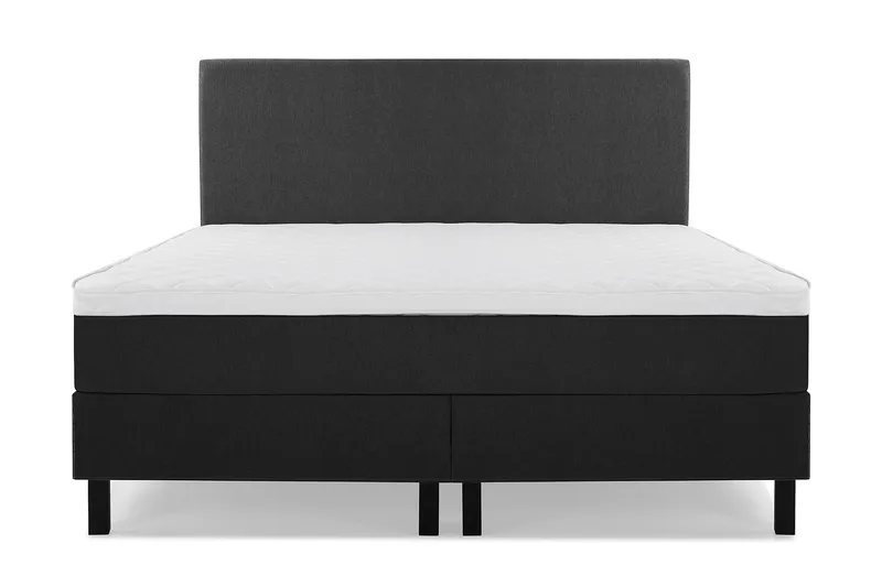 Lucky Komplett Sengepakke 180x200 Skum Glatt Sengegavl - Svart/Grå - Møbler - Senger - Kontinentalsenger