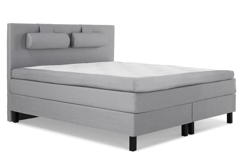 Lucky Komplett Sengepakke 180x200 Polyeter Glatt Sengegavl - Nakkepute Stor Mellangrå - Møbler - Senger - Komplett sengepakke