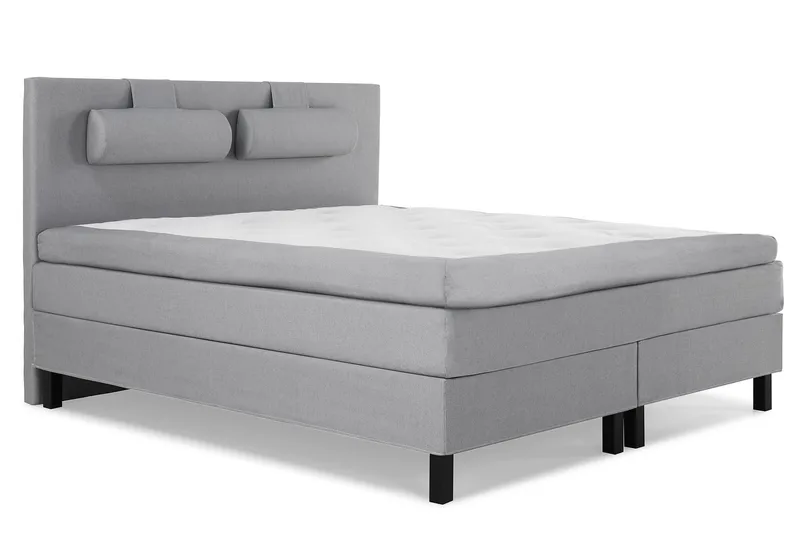 Lucky Komplett Sengepakke 180x200 Polyeter Glatt Sengegavl - Nakkepute Stor Mellangrå - Møbler - Senger - Kontinentalsenger