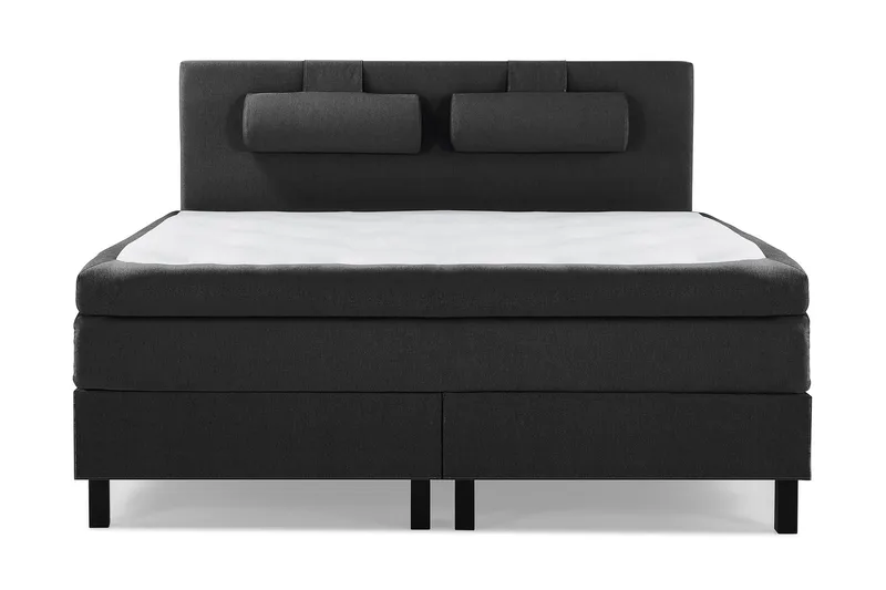 Lucky Komplett Sengepakke 180x200 Polyeter Glatt Sengegavl - Nakkepute Stor Svart/Grå - Møbler - Senger - Kontinentalsenger