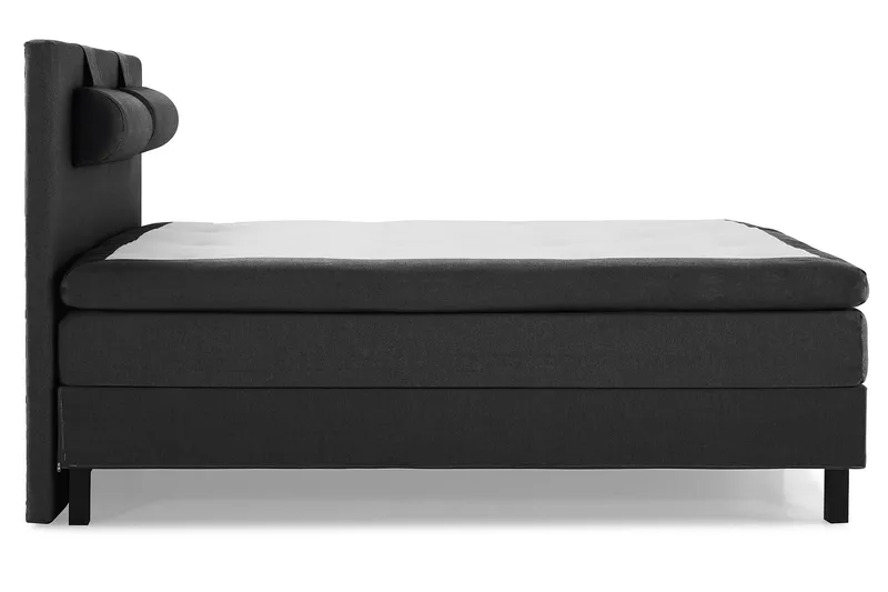 Lucky Komplett Sengepakke 180x200 Polyeter Glatt Sengegavl - Nakkepute Stor Svart/Grå - Møbler - Senger - Kontinentalsenger