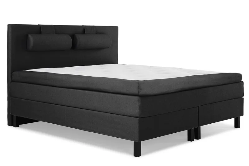 Lucky Komplett Sengepakke 180x200 Polyeter Glatt Sengegavl - Nakkepute Stor Svart/Grå - Møbler - Senger - Kontinentalsenger