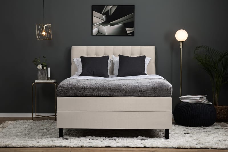Lucky Komplett Sengpakke 120x200 cm Skummadrass Diamant Gavl - Beige - Møbler - Senger - Kontinentalsenger