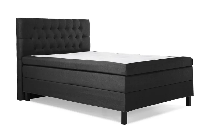 Lucky Komplett Sengpakke 140x200 cm Kontinentalseng med Sengegavl - Svart / Grå - Møbler - Senger - Kontinentalsenger