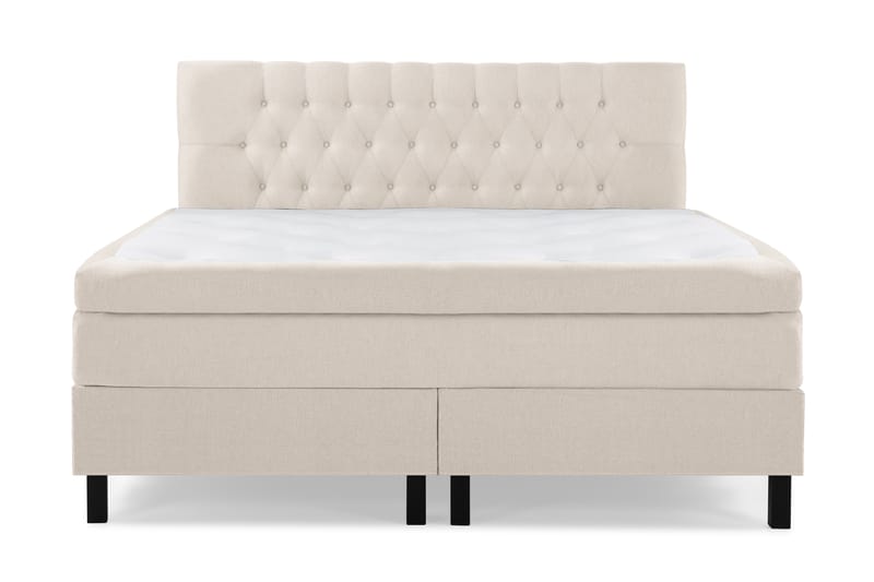 Lucky Komplett Sengpakke 180x200 cm Kontinentalseng med Sengegavl Fast - Beige - Møbler - Senger - Komplett sengepakke