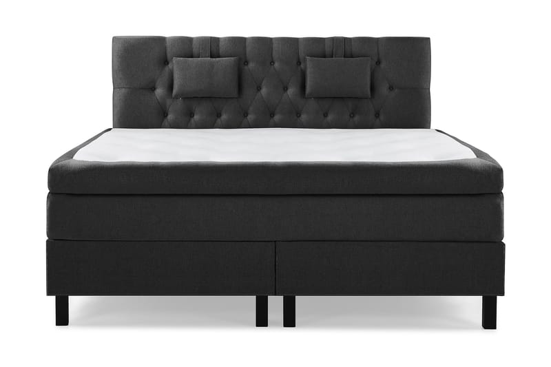 Lucky Komplett Sengpakke Kontinentalseng med Sengegavl 180x200 cm - Svart / Grå - Møbler - Senger - Kontinentalsenger