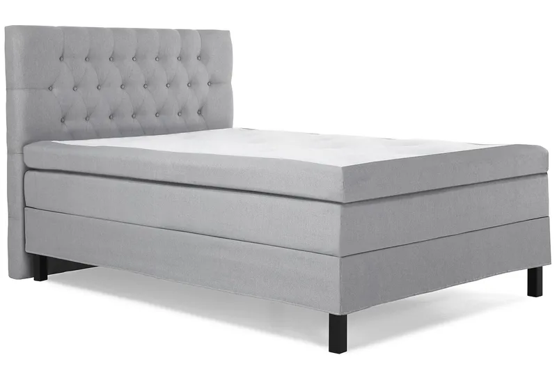 Lucky Komplett Sengpakke Polyeter Diamant Sengegavl 140x200 cm - Grå - Møbler - Senger - Kontinentalsenger