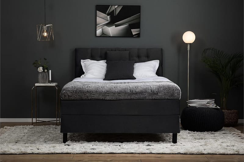 Lucky Kontinentalseng 120x200 Skum - Svart/Grå - Møbler - Senger - Kontinentalsenger