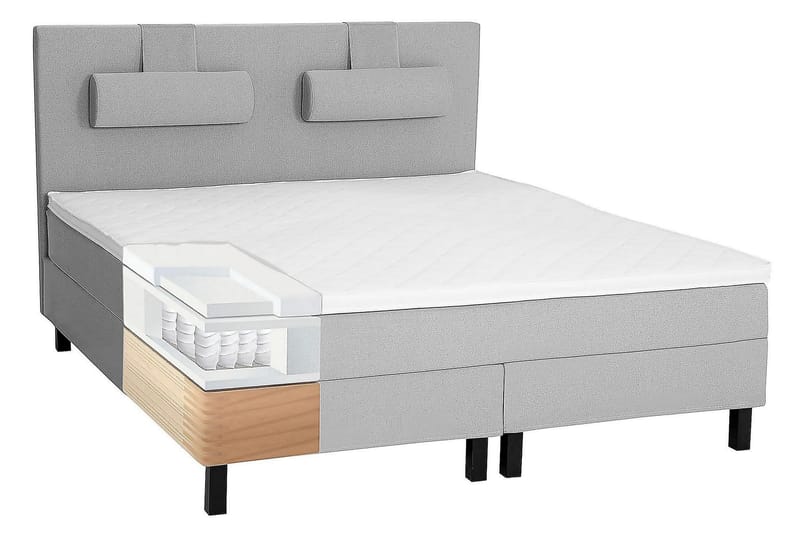 Lucky Kontinentalseng 150x200 Skum - Mellangrå - Møbler - Senger - Komplett sengepakke