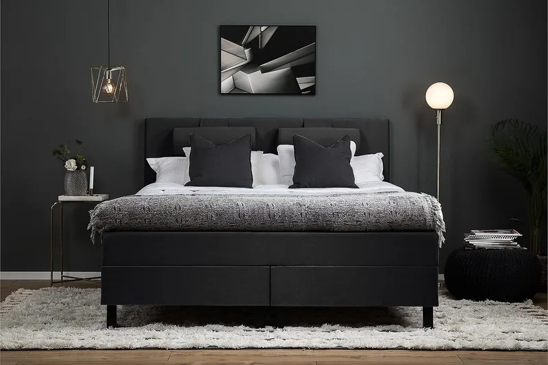 Lucky Kontinentalseng 150x200 Polyeter - Svart/Grå - Møbler - Senger - Kontinentalsenger