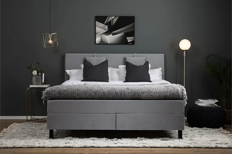 Lucky Kontinentalseng 150x200 Polyeter - Mellangrå - Møbler - Senger - Kontinentalsenger