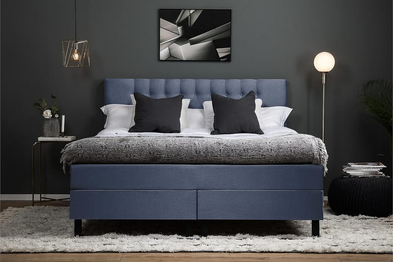 Lucky Kontinentalseng 160x200 Memory - Mørkeblå - Komplett sengepakke - Kontinentalsenger - Dobbeltsenger
