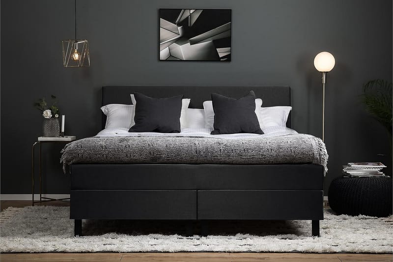 Lucky Kontinentalseng 160x200 Memory - Svart/Grå/PU - Møbler - Senger - Kontinentalsenger